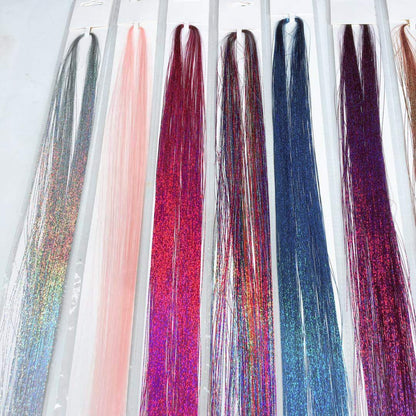 100cm Silk Stripe Colorful Gold Hair Extension