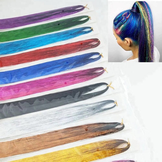 100cm Silk Stripe Colorful Gold Hair Extension