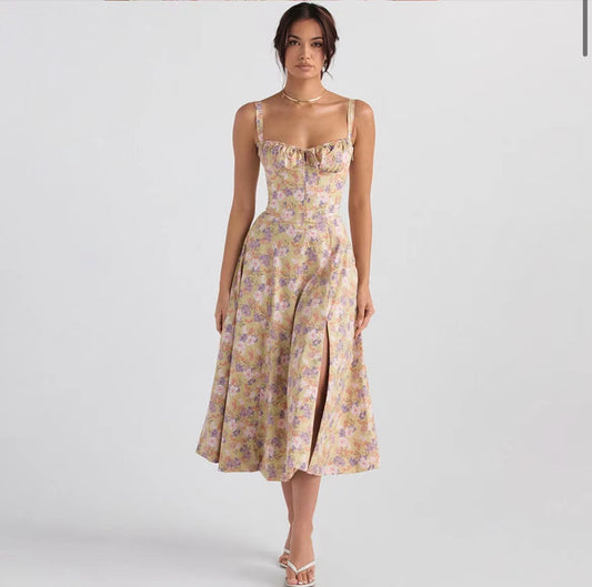 Women's Floral Slip Maxi Backless Dresses