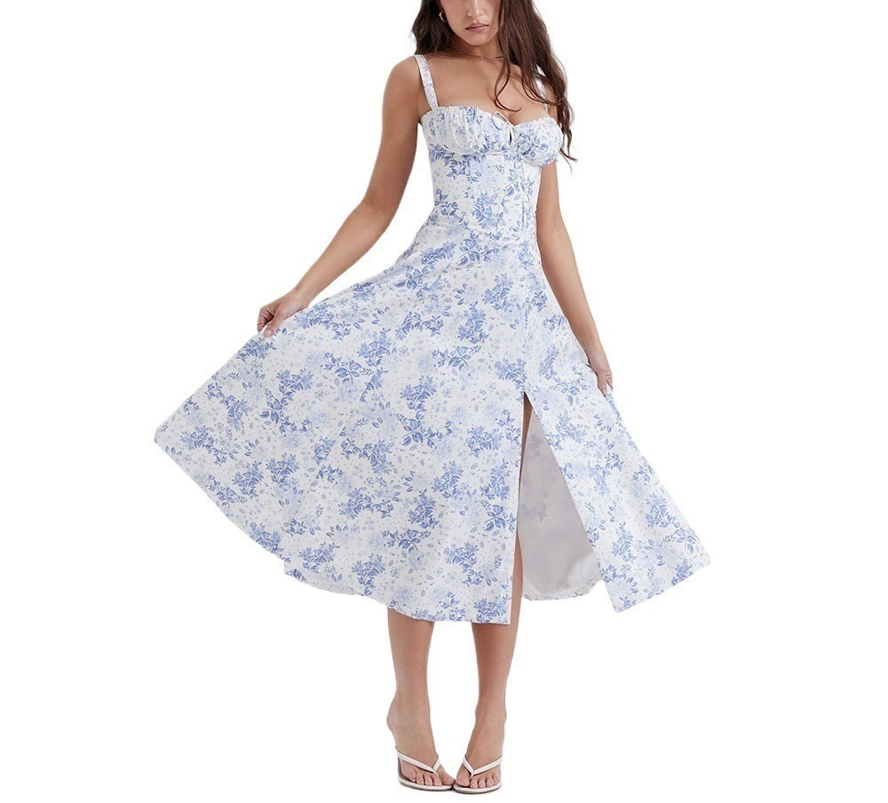 Women's Floral Slip Maxi Backless Dresses